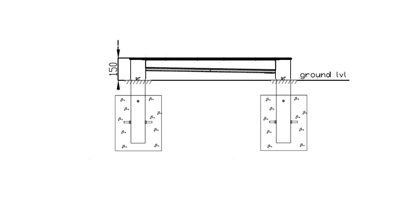 sarmedence 15 cm elhelyezesi metszetrajz